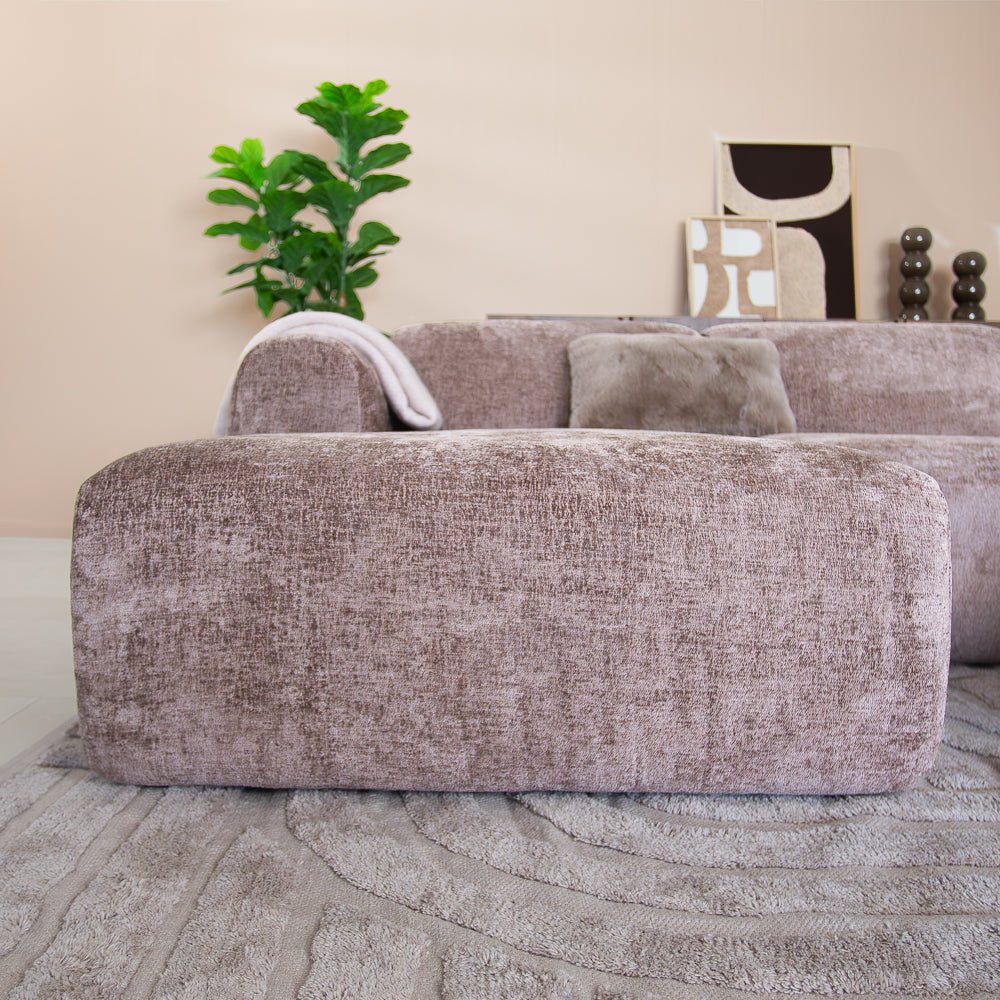 Banken-Ecksofa Taupe Chenille Stoff - 272x170 cm - Shane - links -Dimehouse