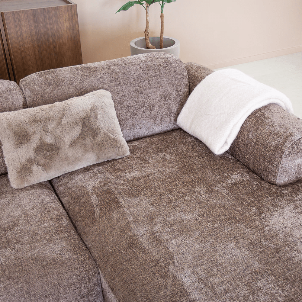 Banken-Hoekbank taupe chenille stof - 292x170 cm - Shane - rechts-Dimehouse