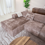 Banken-Ecksofa Taupe Chenille Stoff - 272x170 cm - Shane - links -Dimehouse
