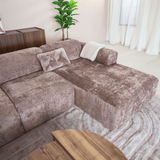 Banken-Hoekbank taupe chenille stof - 292x170 cm - Shane - rechts-Dimehouse