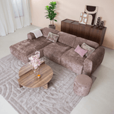 Banken-Ecksofa Taupe Chenille Stoff - 272x170 cm - Shane - links -Dimehouse