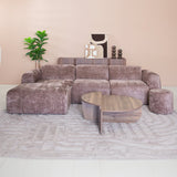 Banken-Ecksofa Taupe Chenille Stoff - 272x170 cm - Shane - links -Dimehouse