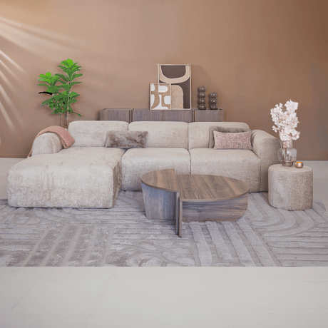 Banken-Hoekbank zand chenille stof - 292x170 cm - Shane - links-Dimehouse