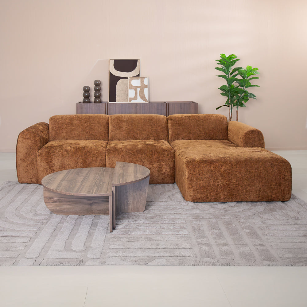 Ecksofa Ocker Chenille Stoff - 292x169 cm - Shane - rechts