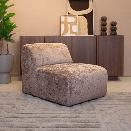 Fauteuils-Fauteuil taupe chenille stof Shane-Dimehouse