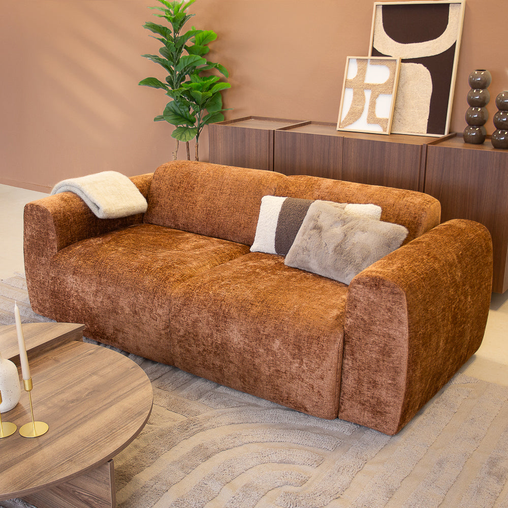 2-Sitzer-Sofa ocker Chenille Stoff - 195x85 cm - Shane