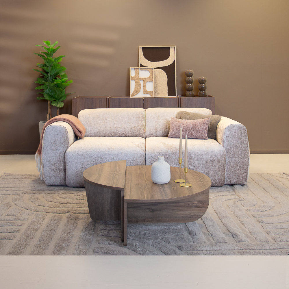 2-Sitzer-Sofa in Sand Chenille Stoff - 195x85 cm - Shane