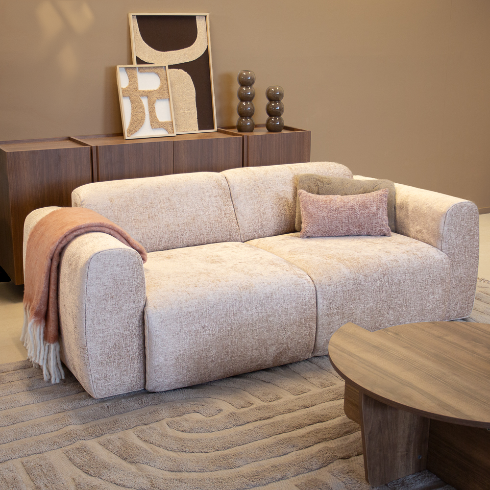 2-Sitzer-Sofa in Sand Chenille Stoff - 195x85 cm - Shane
