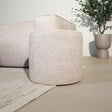 Poefs-Ronde poef beige chenille bouclé - 40x40x35 cm - Veya-Dimehouse