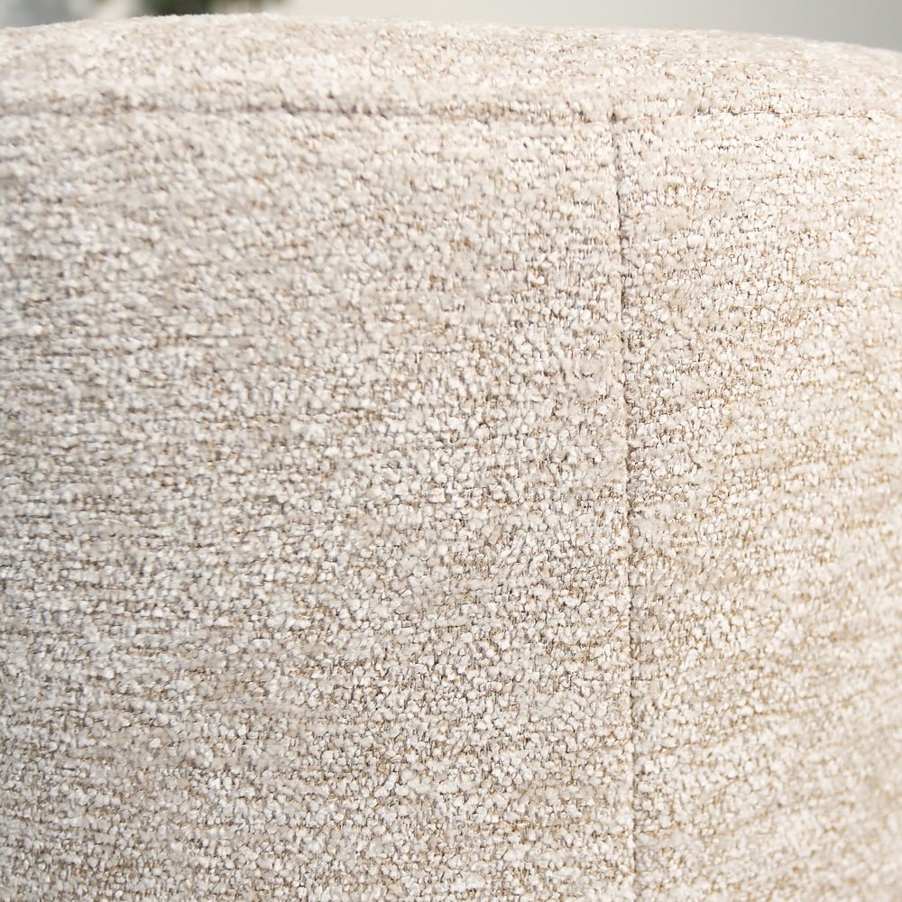 Poefs-Ronde poef beige chenille bouclé - 40x40x35 cm - Veya-Dimehouse