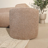 Poefs-Ronde poef taupe chenille bouclé - 40x40x35 cm - Veya-Dimehouse