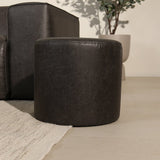 Poefs-Ronde poef antraciet ecoleer - 40x40x35 cm - Mave-Dimehouse