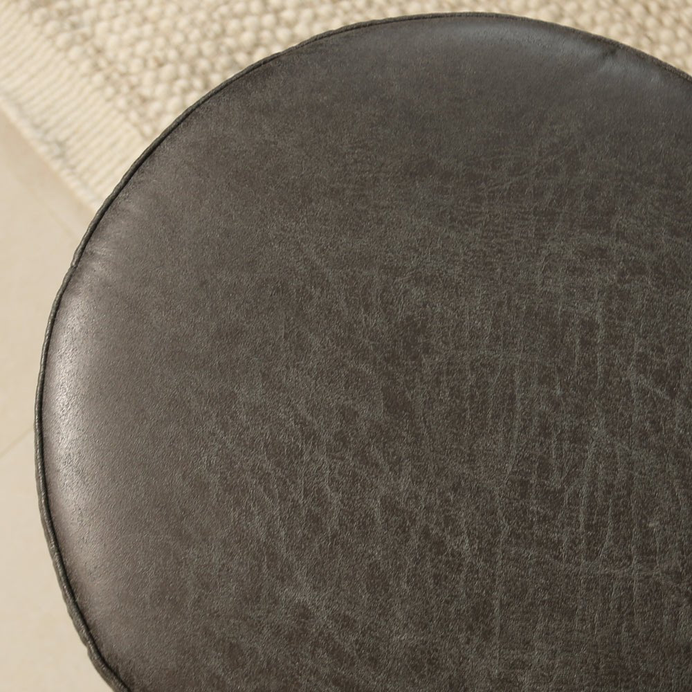 Poefs-Ronde poef antraciet ecoleer - 40x40x35 cm - Mave-Dimehouse