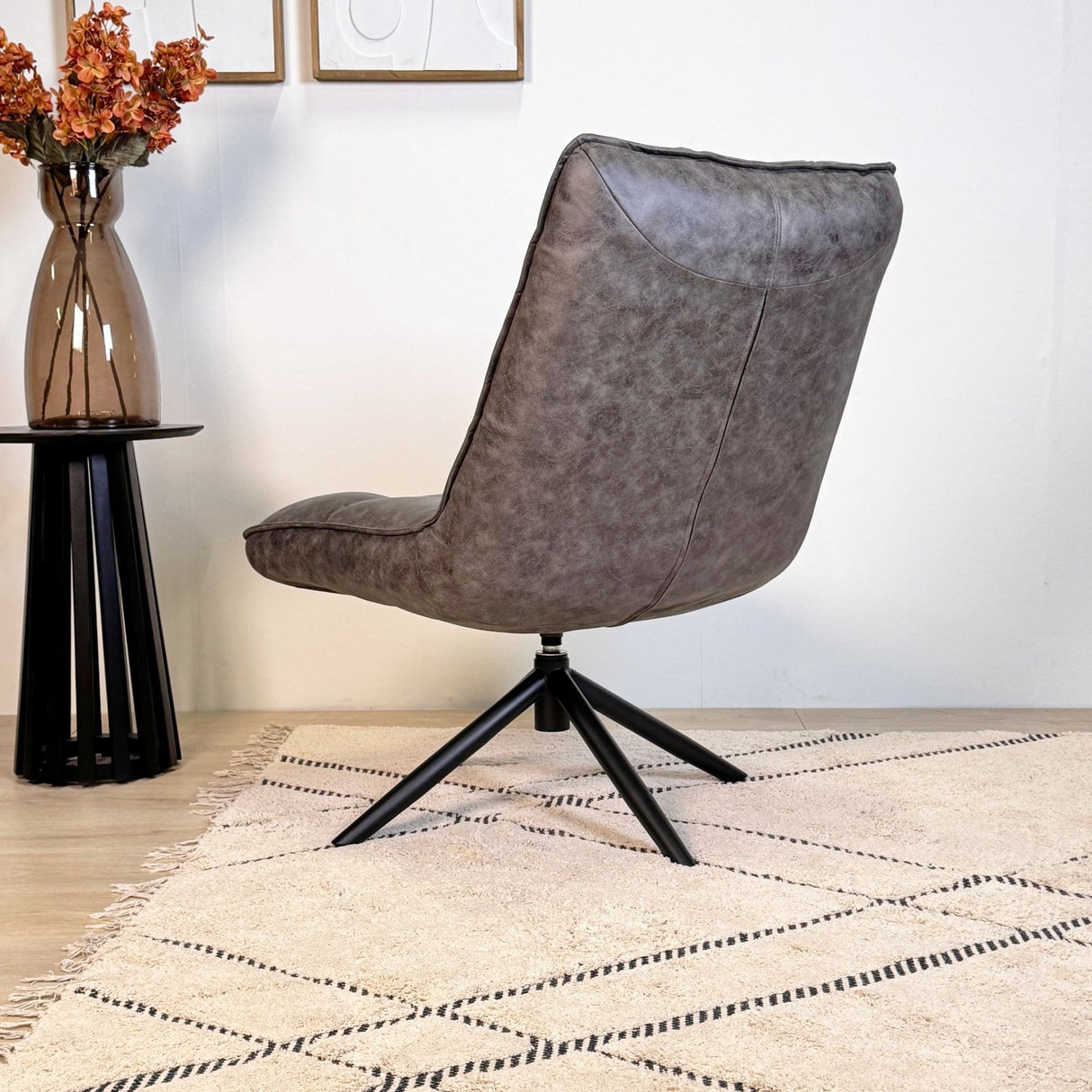Drehsessel Yuki Anthrazit Öko-Leder 360° Drehbar 