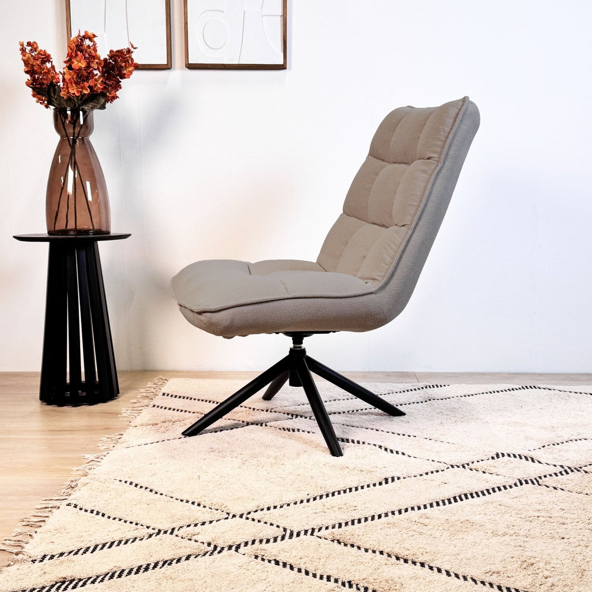 Drehstuhl Yuki Taupe Bouclé 360° Drehbar