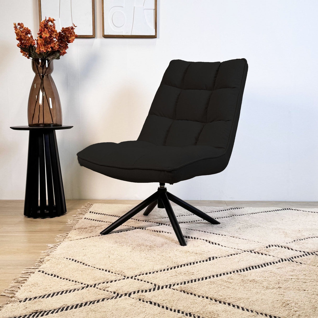 Drehstuhl Yuki Schwarz Bouclé 360° Drehbar