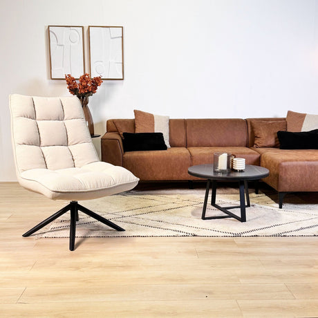 Yuki Beige Bouclé Drehsessel 360° drehbar