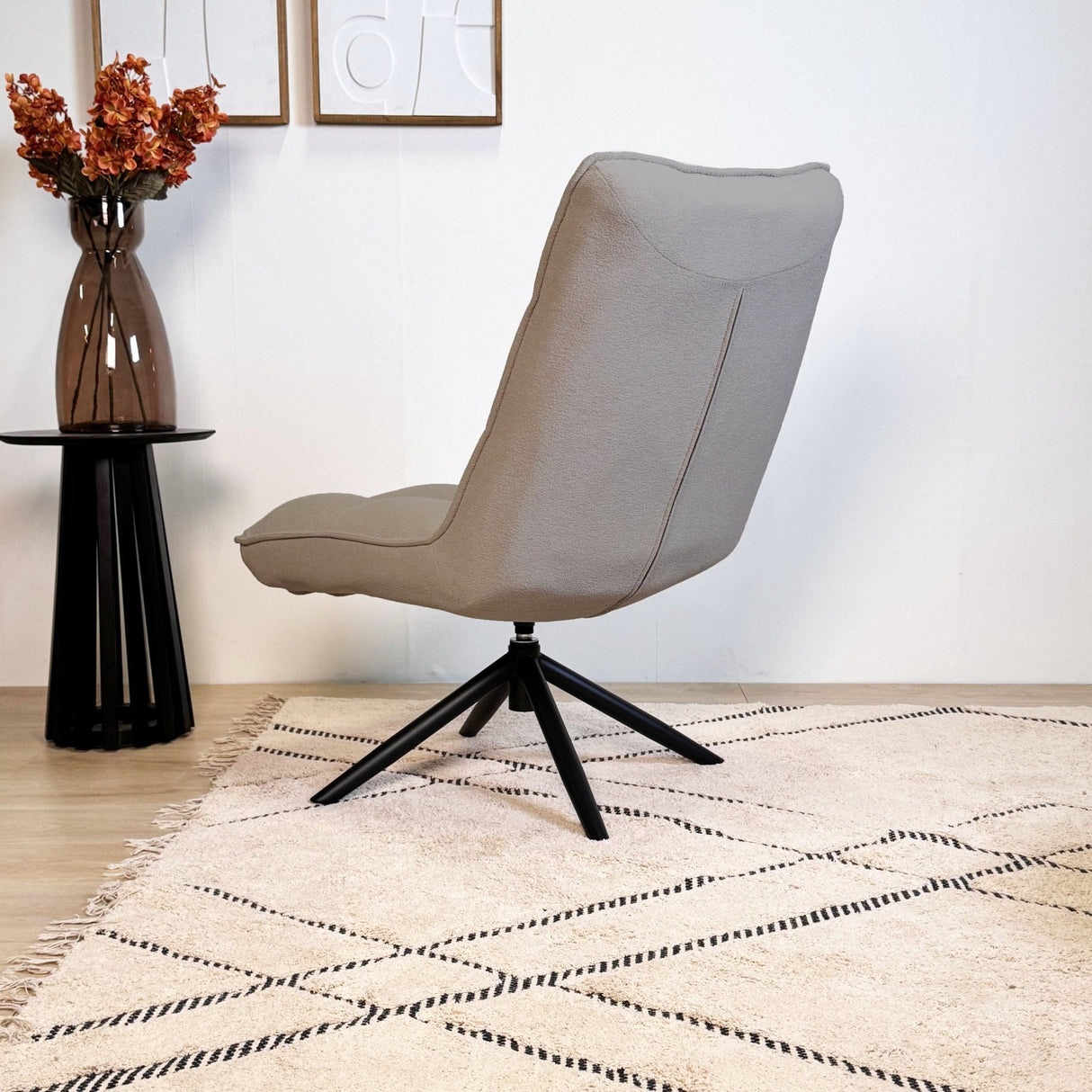 Drehstuhl Yuki Taupe Bouclé 360° Drehbar