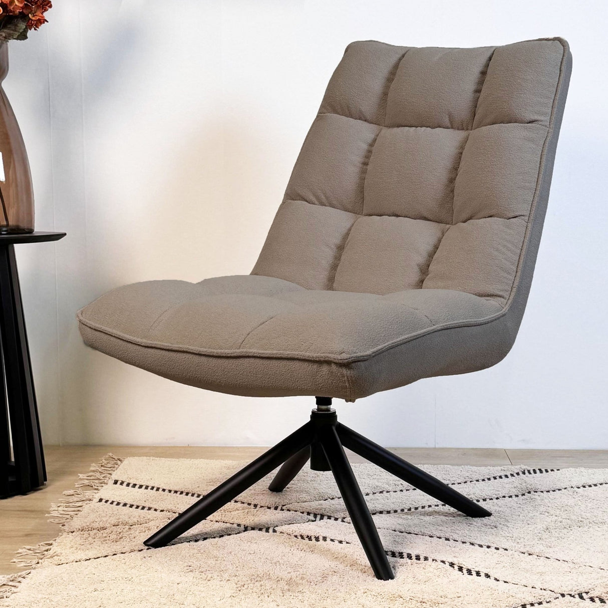 Drehstuhl Yuki Taupe Bouclé 360° Drehbar