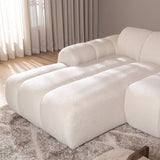 Banken-Ecksofa mit Loungebeige Bouclé Stoff - Streifen - links - Brix -Dimehouse