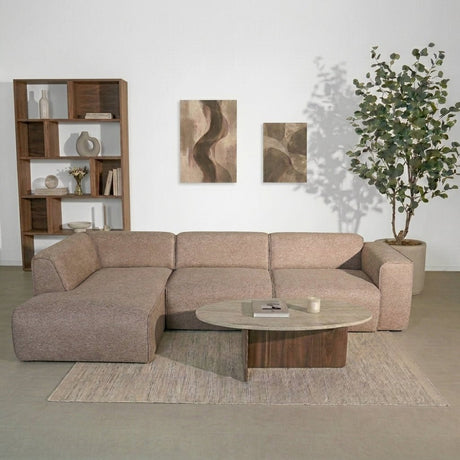 Banken-Hoekbank taupe chenille bouclé - 305x169 cm - Jaylen - links-Dimehouse