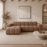 Ecksofa mit Lounge-Stoff aus weichem braunem Bouclé – Streifen – rechts – Brix