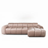 Banken-Ecksofa mit Loungesand Samt Strukturstoff - Streifen - rechts - Brix-Dimehouse