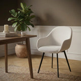 Eetkamerstoelen-Set van 4 Moderne Eetkamerstoelen Remy Ribstof Crème - Met Armleuningen-Dimehouse