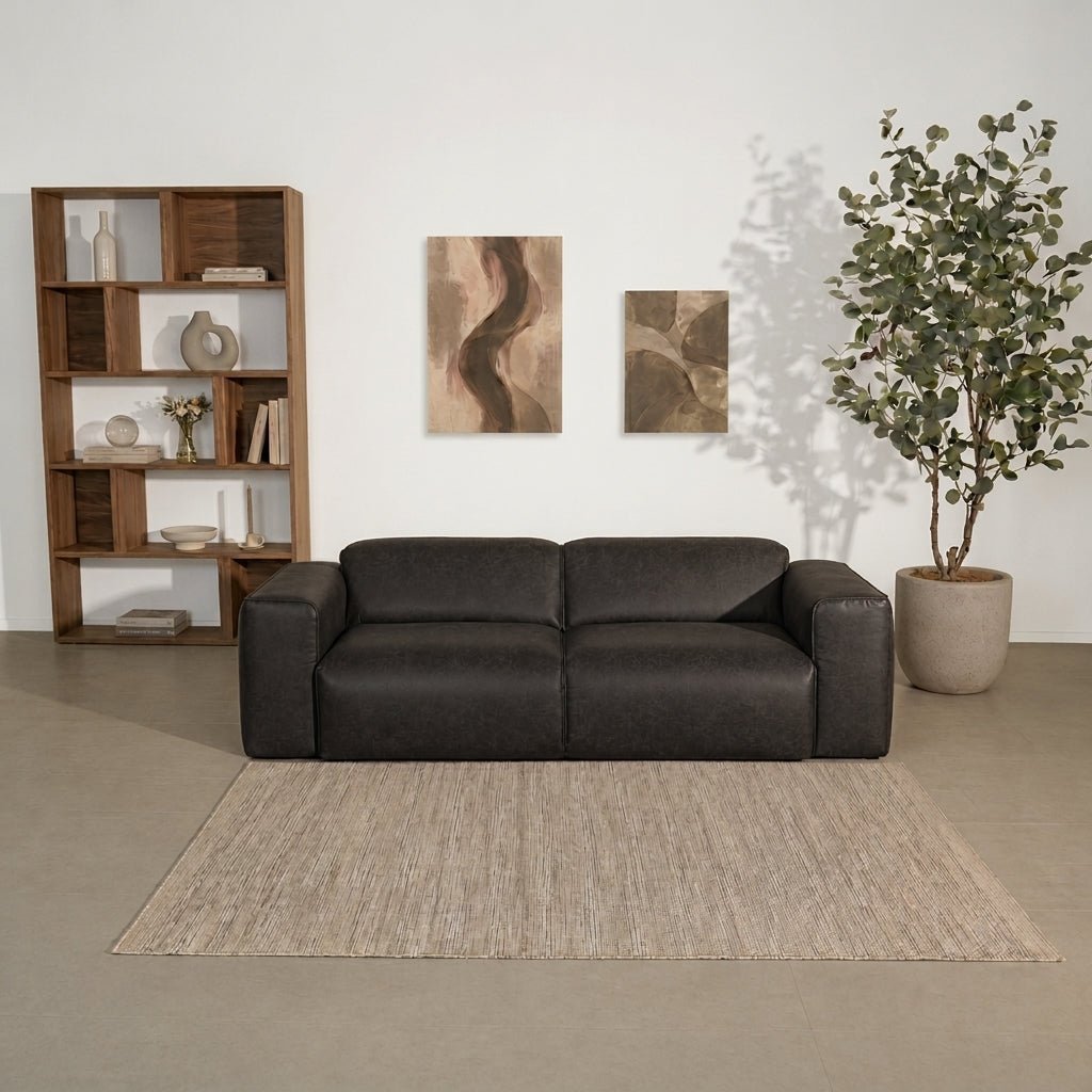 Banken-3-zits bank antraciet ecoleer - 240x98 cm - Jaylen-Dimehouse