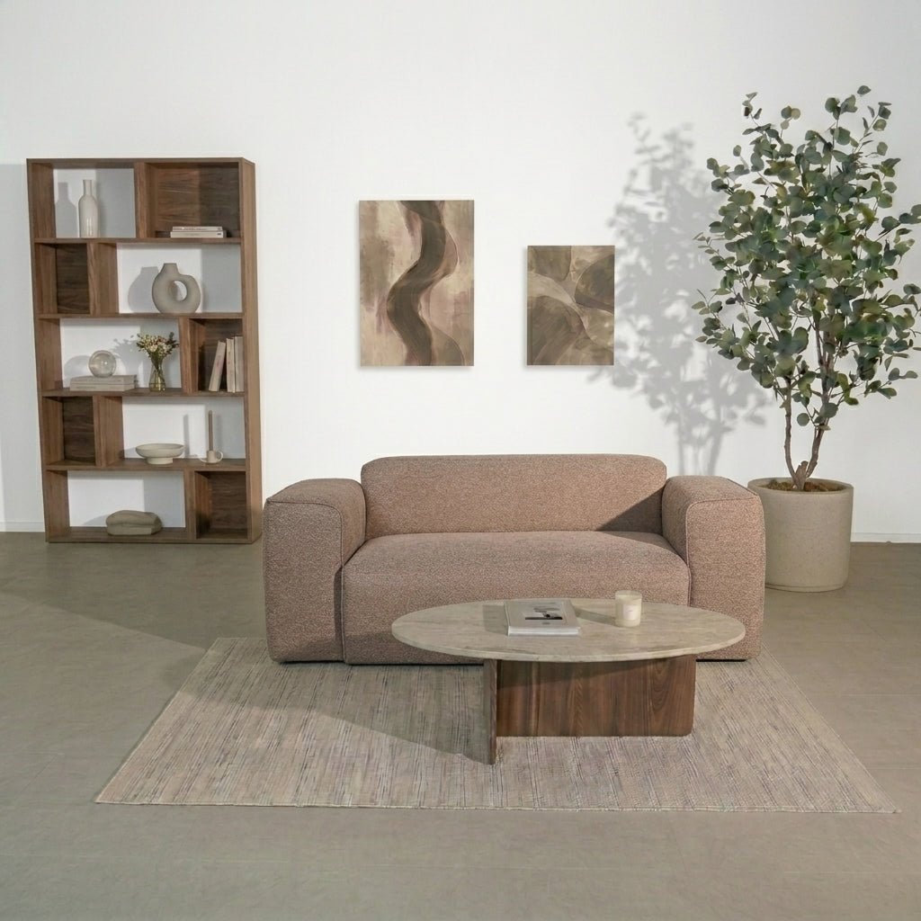 Banken-2-zits bank taupe chenille bouclé - 186x98 cm - Jaylen-Dimehouse
