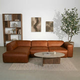Banken-Hoekbank cognac ecoleer - 305x169 cm - Jaylen - links-Dimehouse