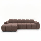 Banken-Ecksofa mit Lounge-Softbraun Bouclé Stoff - Streifen - links - Brix -Dimehouse