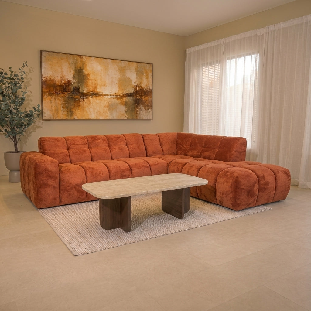 Ecksofa mit Lounge-Kupfer-Bouclé-Stoff Nova – rechts