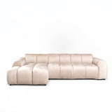 Banken-Ecksofa mit Loungebeige Samt Strukturstoff - Streifen - links - Brix-Dimehouse