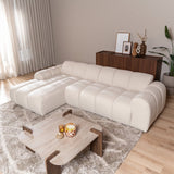 Banken-Ecksofa mit Loungebeige Bouclé Stoff - Streifen - links - Brix -Dimehouse