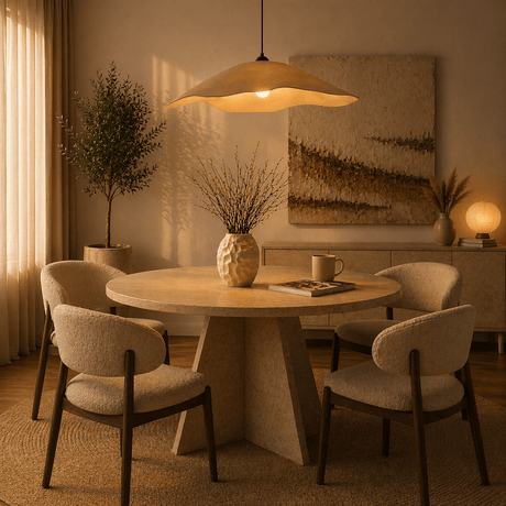 Hängelampe mit beigem Carbon-Betonschirm – 59 cm – Fließend