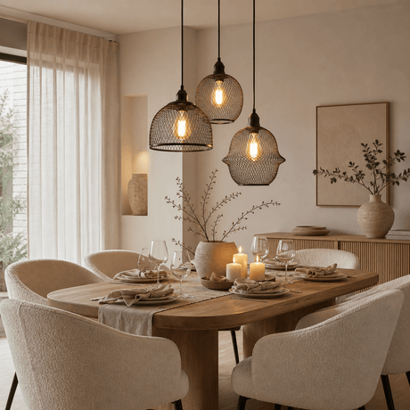 Hanglamp zwart Metaal – Gaas structuur - 3-lichts – Hudson