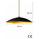 Hanglampen - Hanglamp zwart met goud carbon betonnen kap - 40 cm - Flowing - Dimehouse