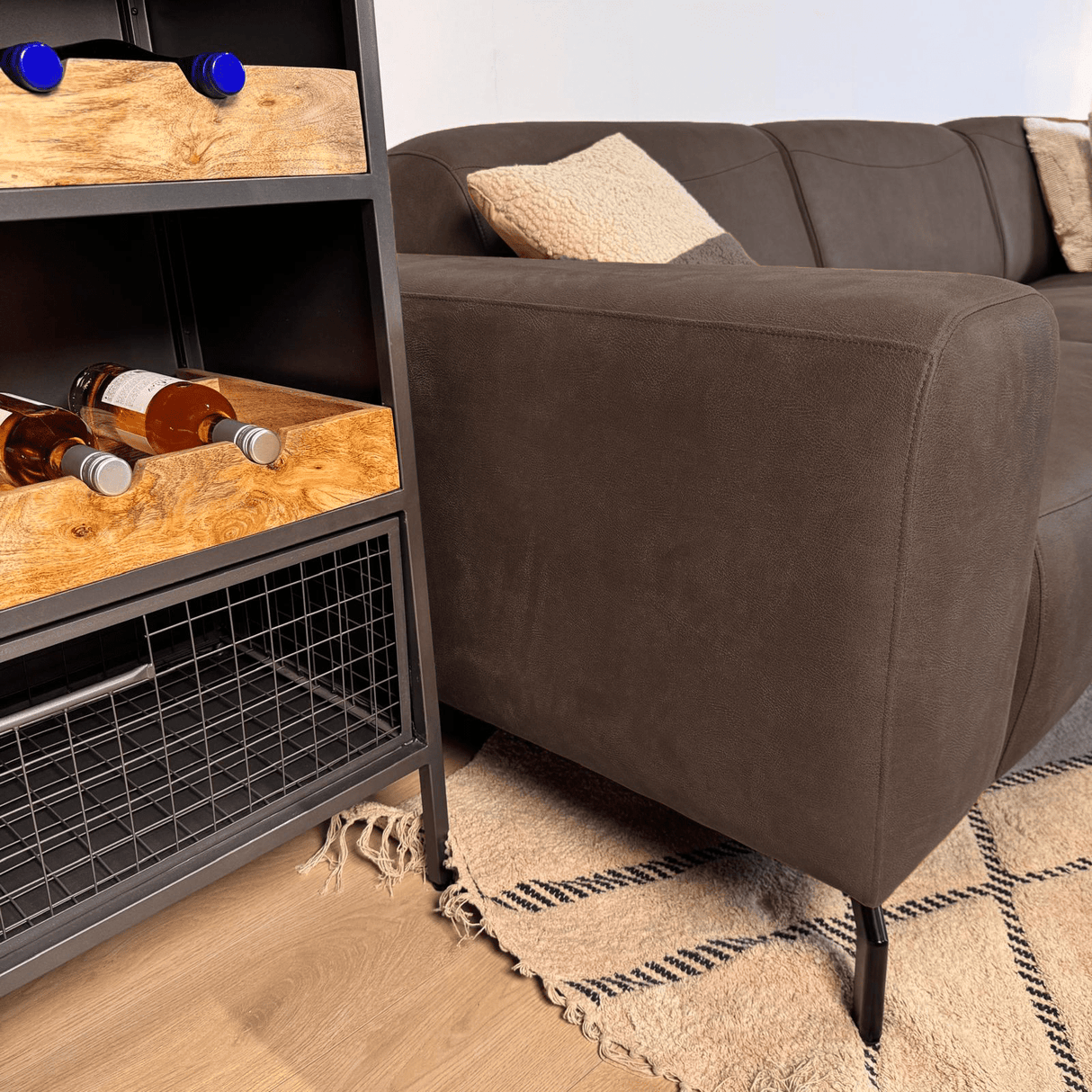 Ecksofa Barin anthrazit robustes Öko-Leder - rechts 