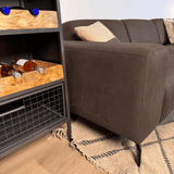 Ecksofa Barin anthrazit robustes Öko-Leder - rechts 