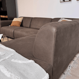 Ecksofa Barin anthrazit robustes Öko-Leder - rechts 