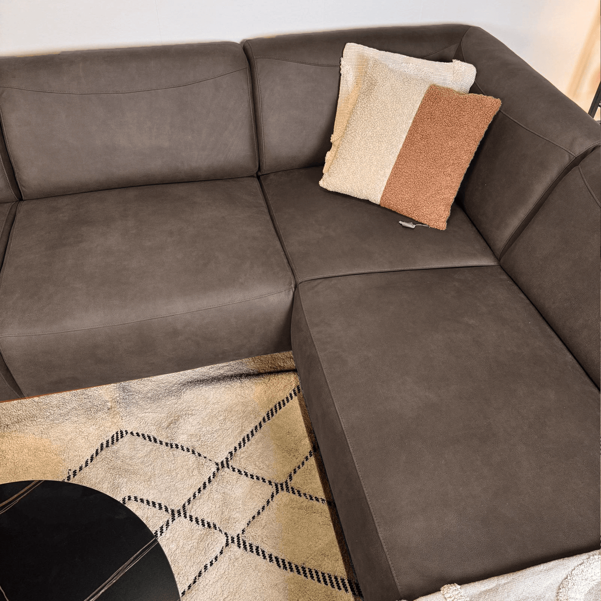 Ecksofa Barin anthrazit robustes Öko-Leder - rechts 