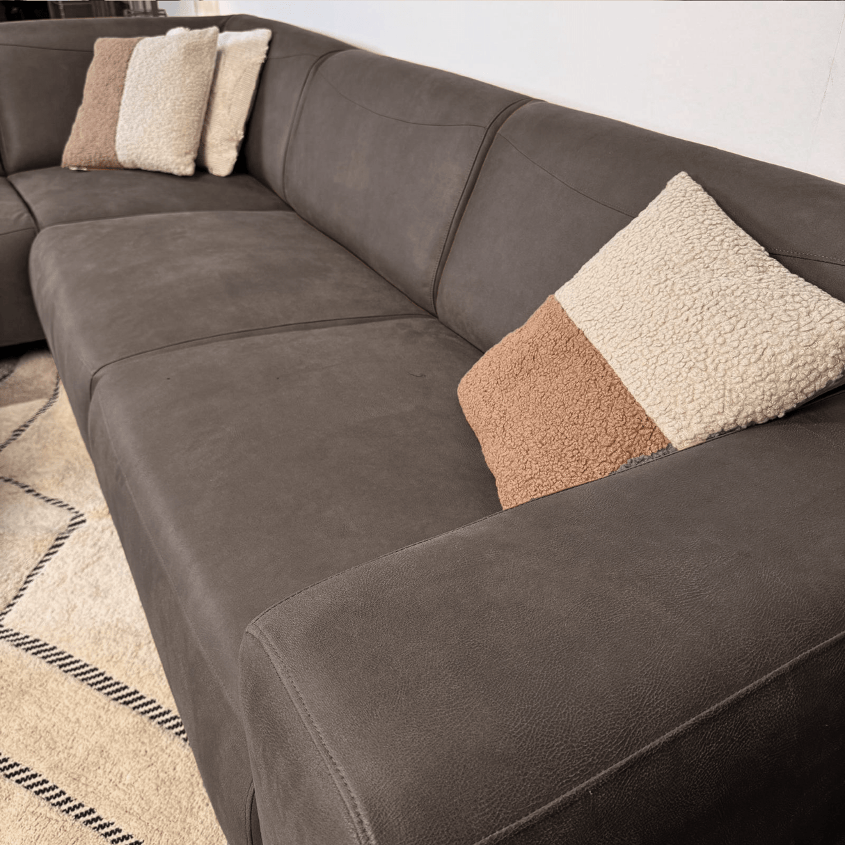 Ecksofa Barin anthrazit robustes Öko-Leder links 