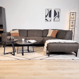 Ecksofa Barin anthrazit robustes Öko-Leder - rechts 