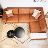 Ecksofa Barin Cognac robustes Eco-Leder rechts 