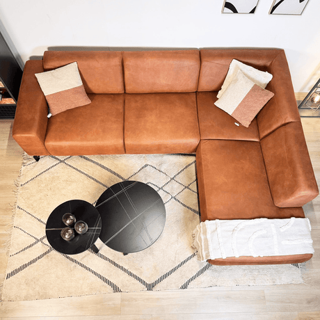 Ecksofa Cognac robust Eco-Leder Barin - rechts 
