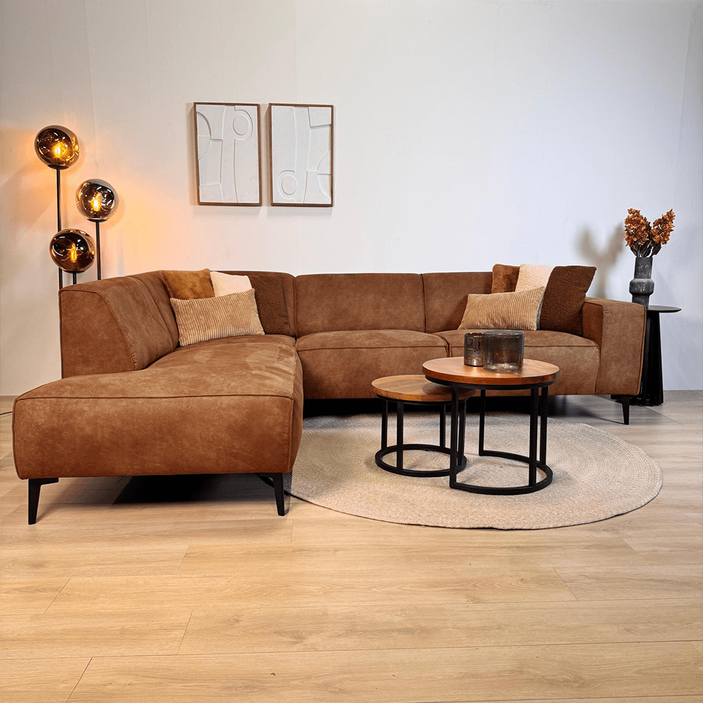 Industrielle Ecksofa Brisbane Eco-Leder Cognac - links 