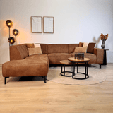 Industrielle Ecksofa Brisbane Eco-Leder Cognac - links 