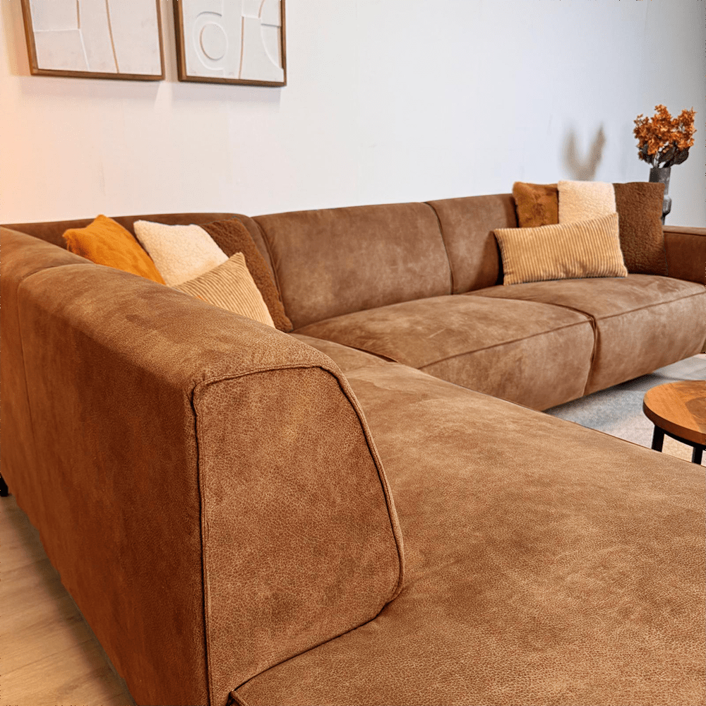 Industrielle Ecksofa Brisbane Eco-Leder Cognac - links 