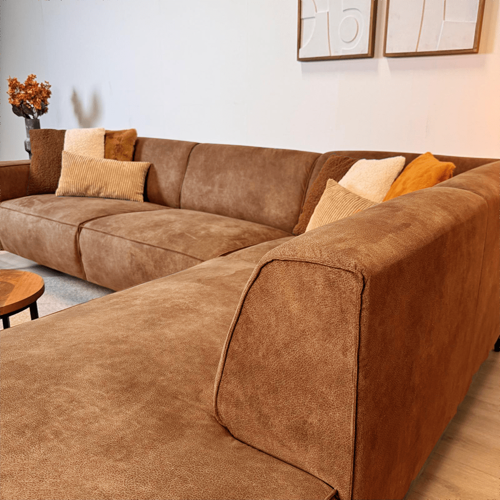 Industrielle Ecksofa Brisbane Eco-Leder Cognac - rechts 